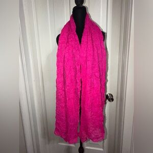 H&M Bright Pink Crinkled Scarf, accessories, hot pink light weight shawl